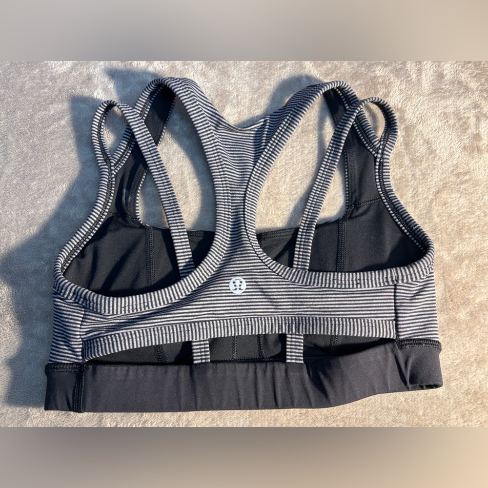 lululemon athletica Black and White Striped Sports Bra - Picture 2 of 4